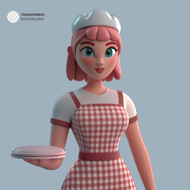 3d avatar ilustracja postaci kelnerka