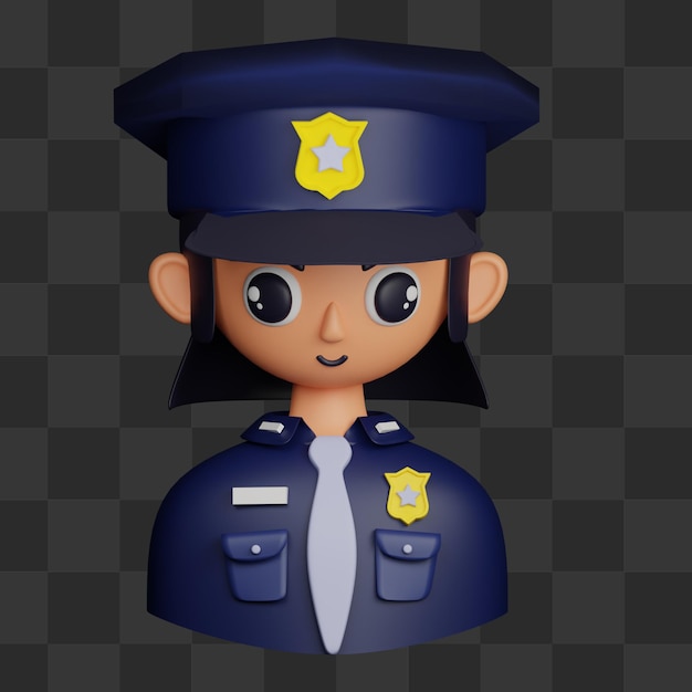 PSD 3d avatar kobiety ilustracja policjanta