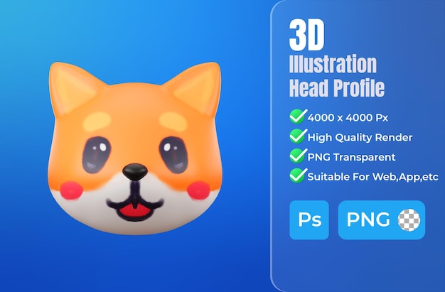 PSD 3d avatar profiel hond corgi