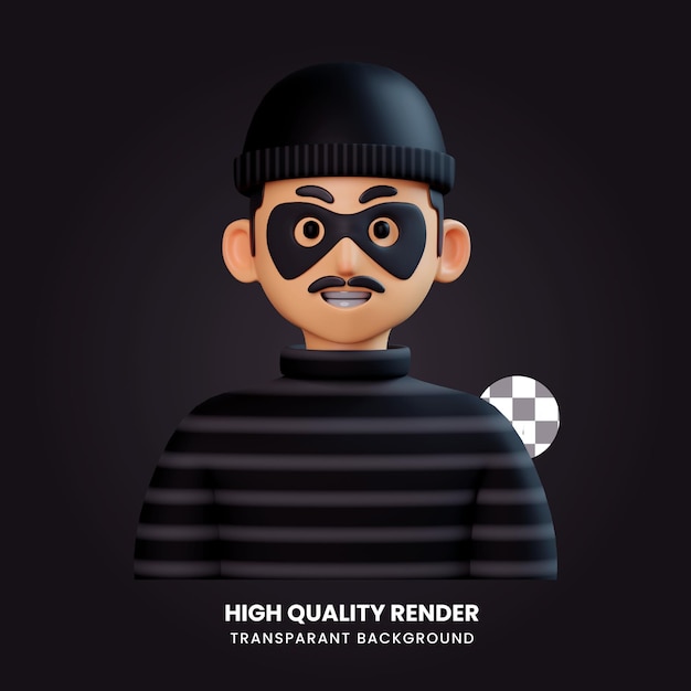 PSD 3d avatar thief man illustration