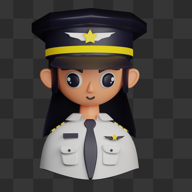 PSD 3d avatar woman pilot illustration