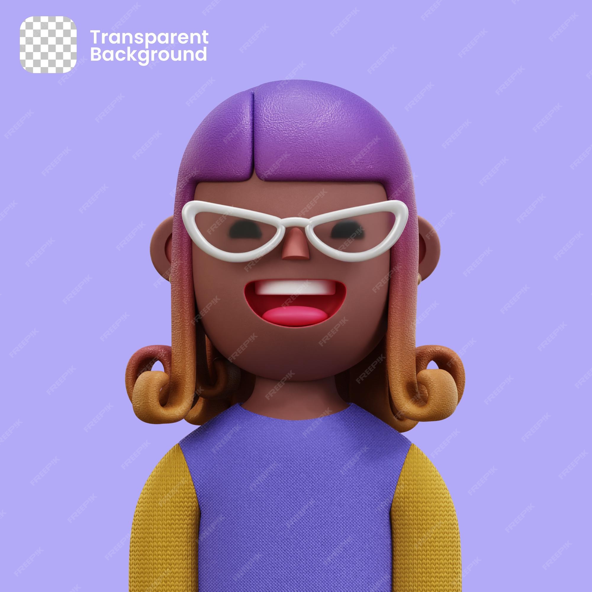 Premium PSD  3d avatar woman with purple and yellow shirt