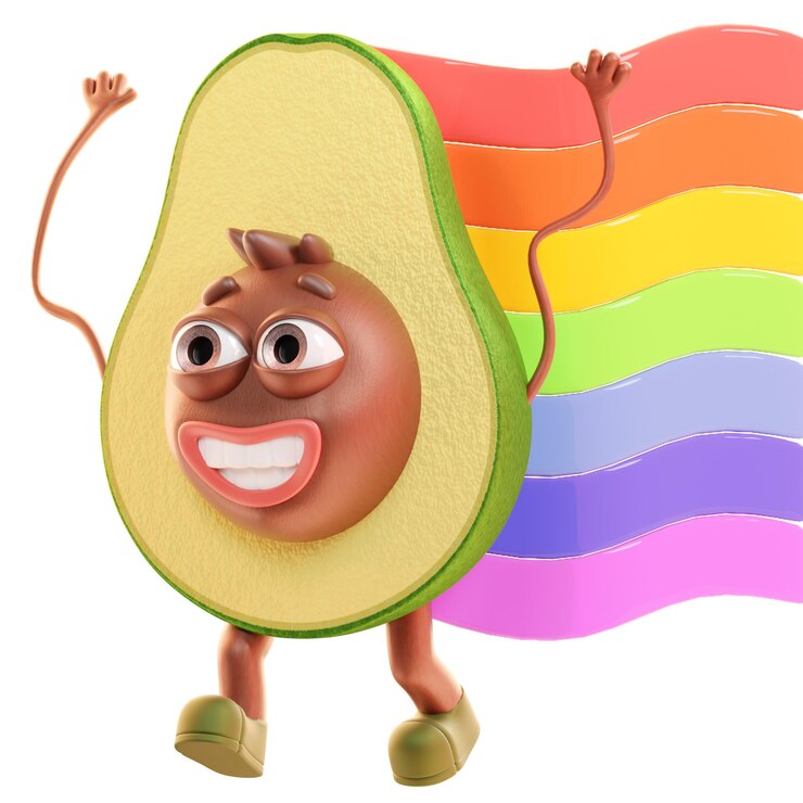 PSD 3d avocado character