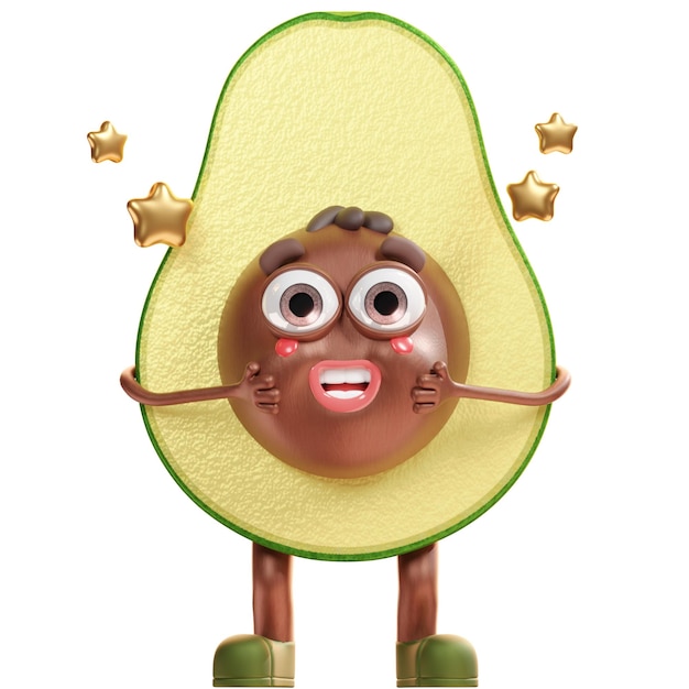 PSD 3d avocado character