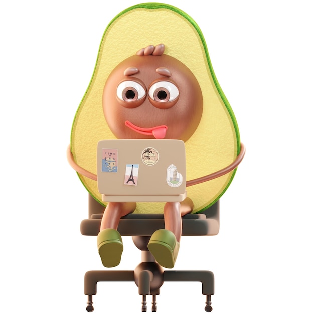 PSD 3d-персонаж авокадо