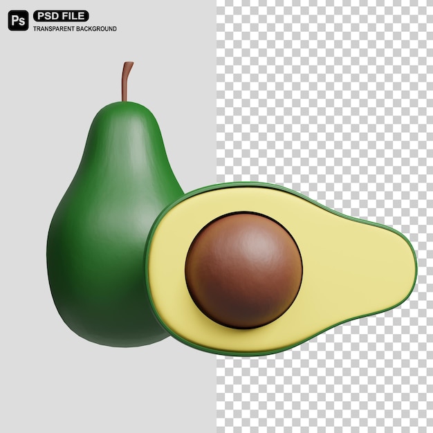 Icona dell'avocado 3d