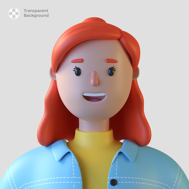 3d awatar kobiecej postaci z kreskówek wyizolowany w renderowaniu 3d