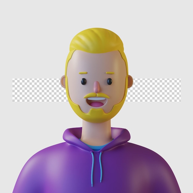 PSD 3d awatar postaci z kreskówek wyizolowany w renderowaniu 3d
