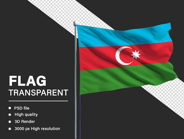 3D флаг Азербайджана изолирован на прозрачном фоне