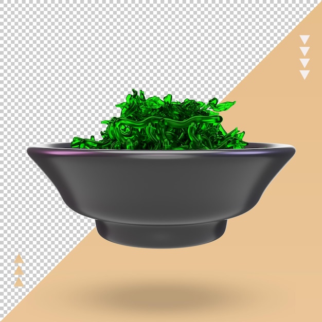 3d aziatisch eten chuka wakame rendering vooraanzicht