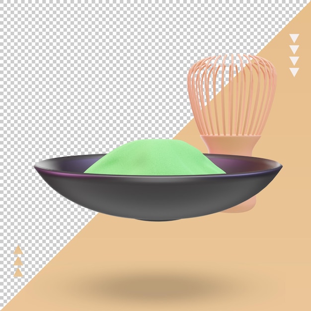 3D Aziatisch eten Matcha rendering vooraanzicht