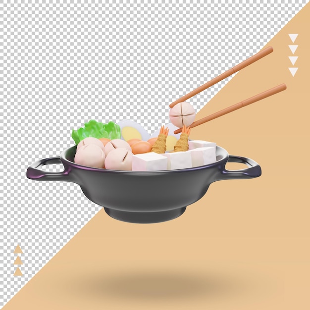 3d aziatisch eten nabe rendering vooraanzicht