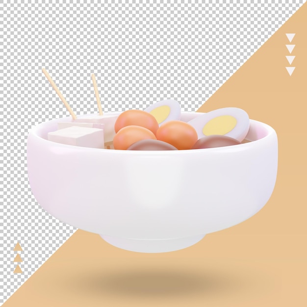 3D Aziatisch eten Oden rendering vooraanzicht