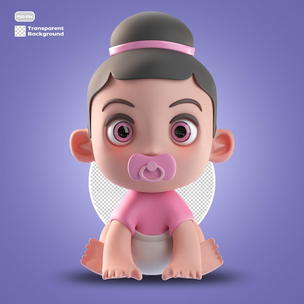 3D-baby cartoon avatar geïsoleerd in 3D-rendering