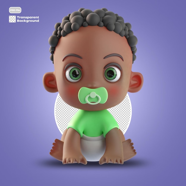 3d-baby cartoon avatar geïsoleerd in 3d-rendering