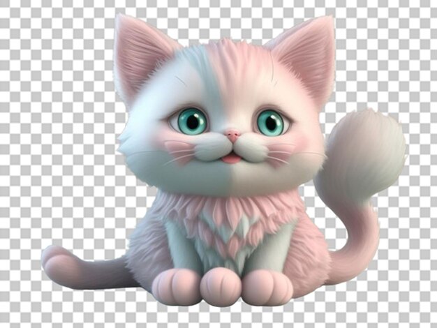 PSD bimbo gatto 3d a colori pastello