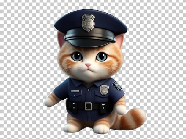 PSD 3d baby kat in politie uniform en hoed