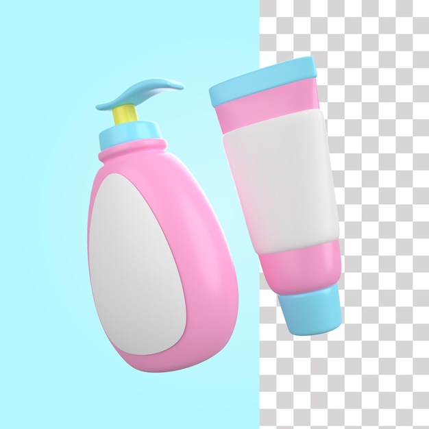 PSD 3d baby lotion illustration