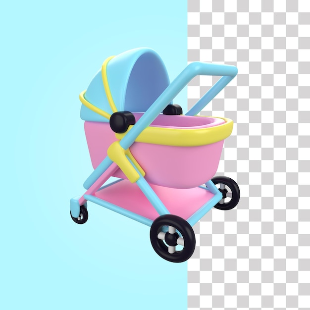 PSD 3d baby stroller illustration