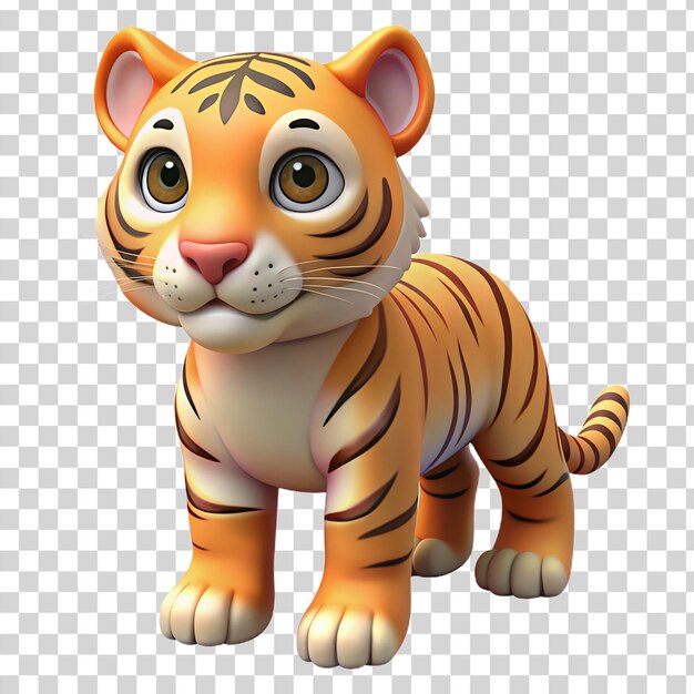 PSD 3d baby tiger cube isolato su sfondo trasparente