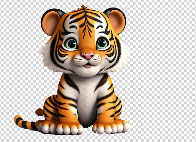 PSD 3d baby tijger op witte achtergrond