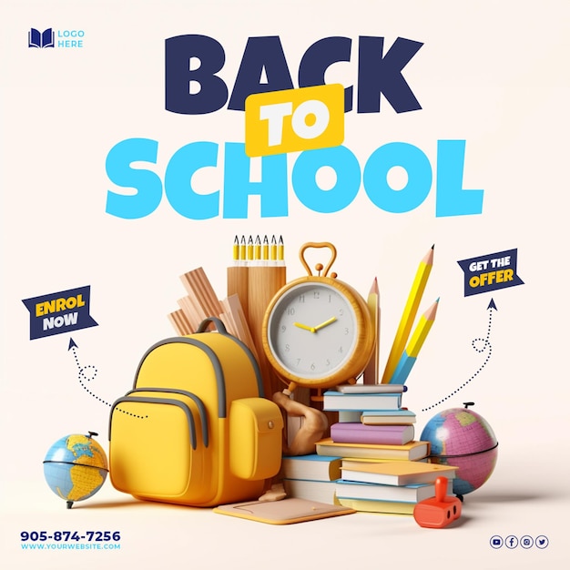 3d back to school social media post