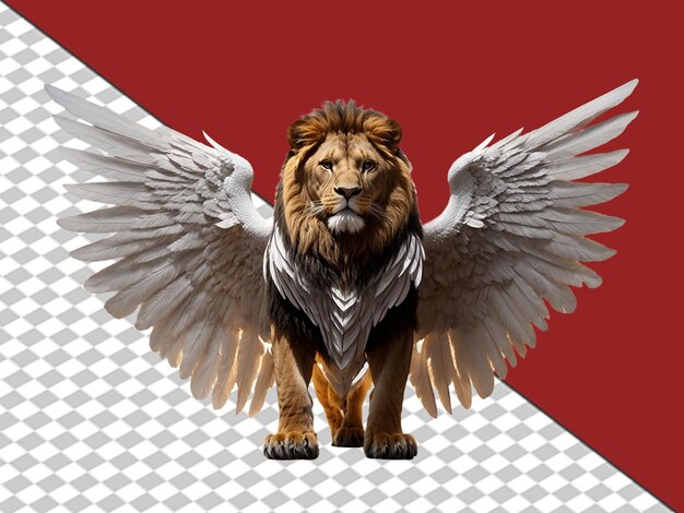 3d background engle wings with lion light on white background