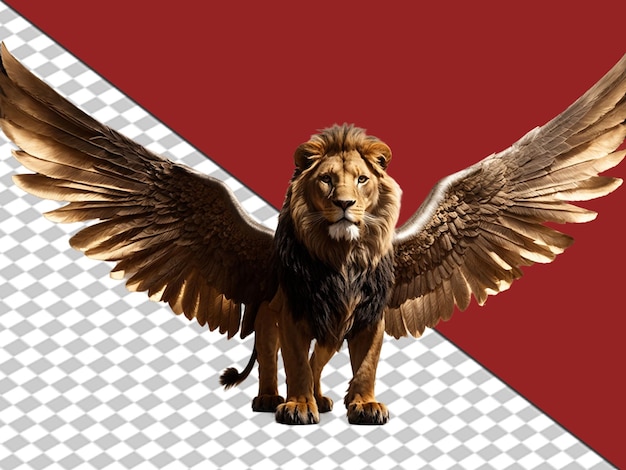 3d background engle wings with lion light on white background