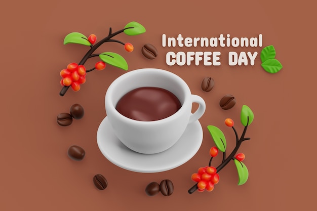 国際コーヒーデーの 3 d 背景