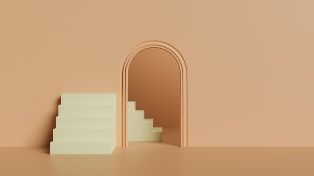 PSD 3d background staircase and door