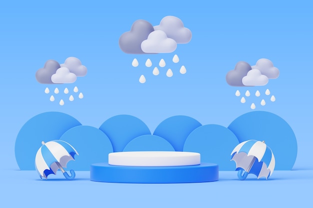 3d background with podium for monsoon season sales