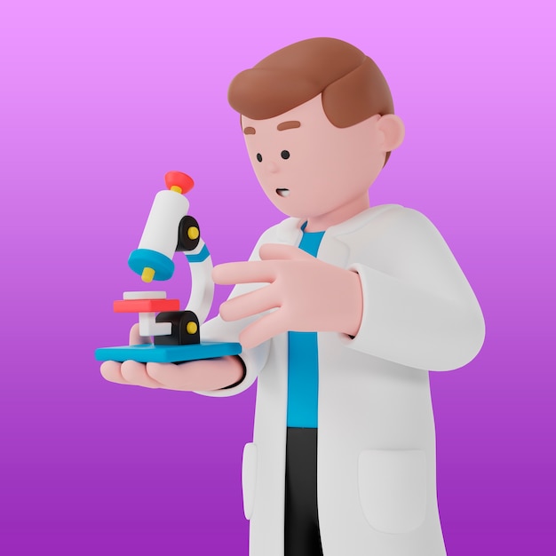 3d background with scientist experimenting in laboratory