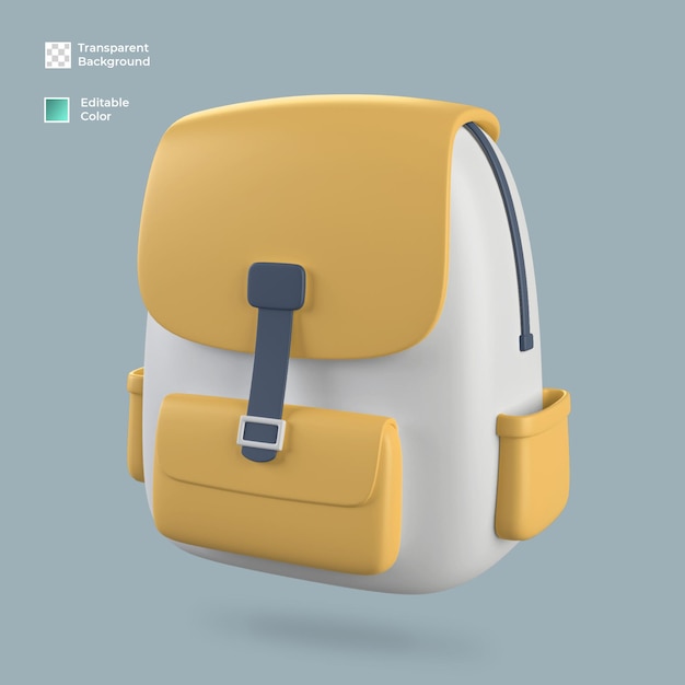 3d backpack icon render isolated