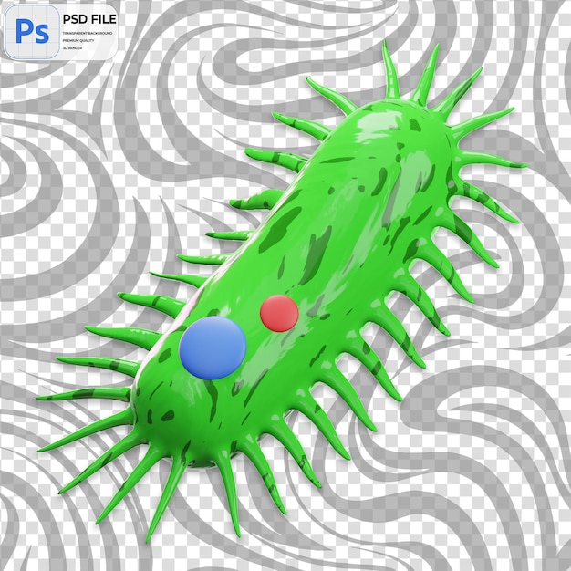 PSD 3d bacteria 렌더링 일러스트레이션 아이콘 분리 png