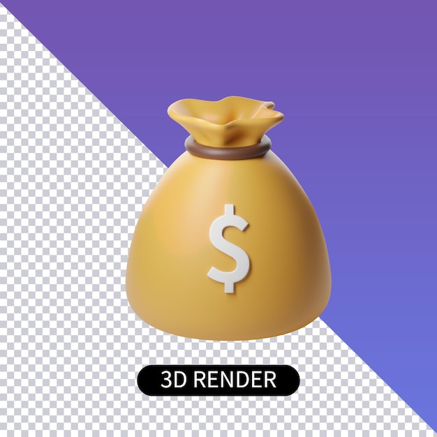 3D мешок денег со знаком доллара