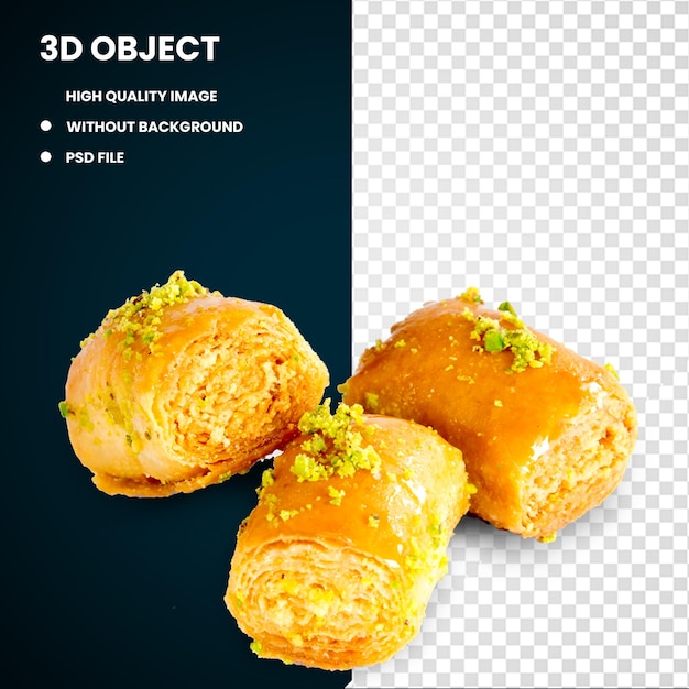 PSD 3d baklava nugget di pollo dessert cashew dish