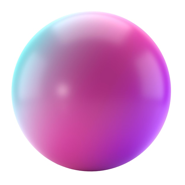 PSD 3d ball icon metal sphere geometric shape realistic glossy turquoise and lilac gradient