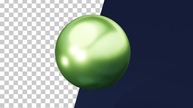 3Dボール 緑色に輝く透明な球体