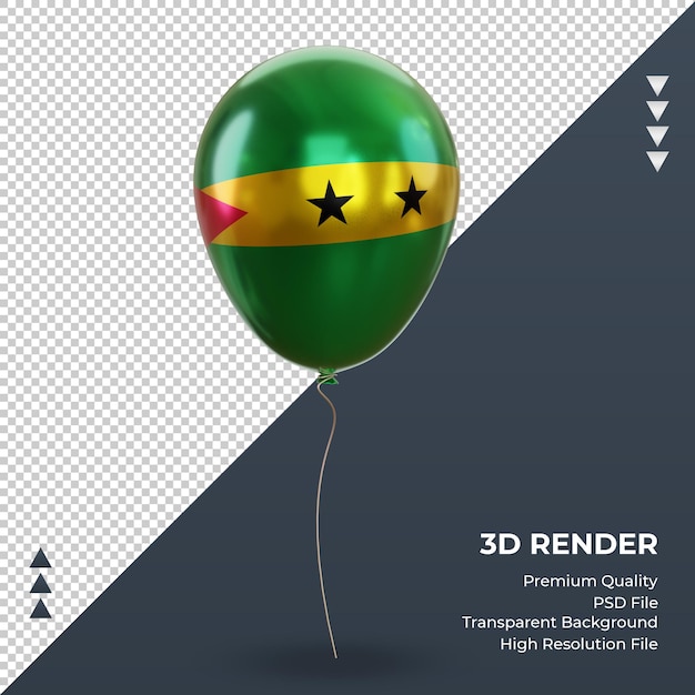 3d-ballon sao tomé en principe vlag realistische folie rendering vooraanzicht