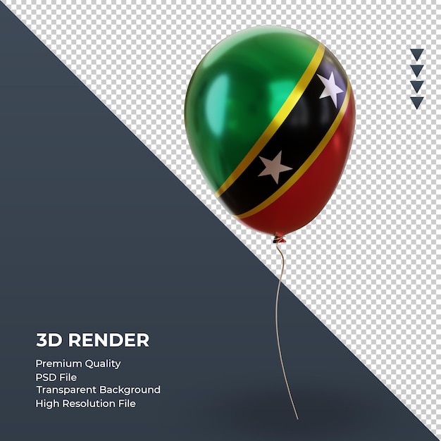 3d-ballon st kitts en nevis vlag realistische folie weergave linker weergave