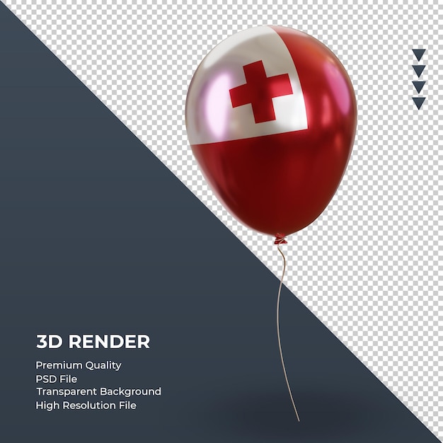 3d-ballon tonga-vlag realistische folieweergave linkeraanzicht