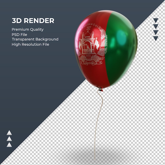 PSD 3dバルーンアフガニスタンの旗のリアルなフォイルレンダリングの右側面図