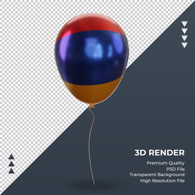 PSD 3d balloon armenia bandiera realistica lamina rendering vista frontale