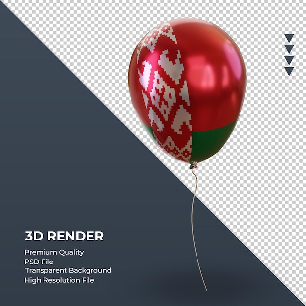 3d balloon bielorussia bandiera foglio realistico rendering vista a sinistra