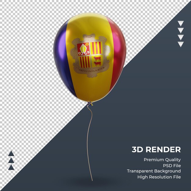 3d Balloon Flaga Andory Realistyczna Folia Renderująca Widok Z Przodu