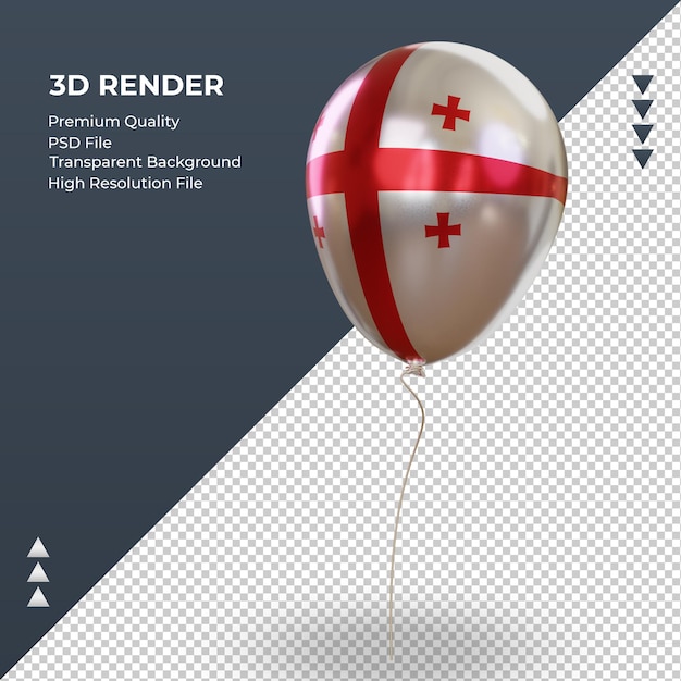 PSD 3d balloon georgia bandiera foglio realistico rendering vista a destra