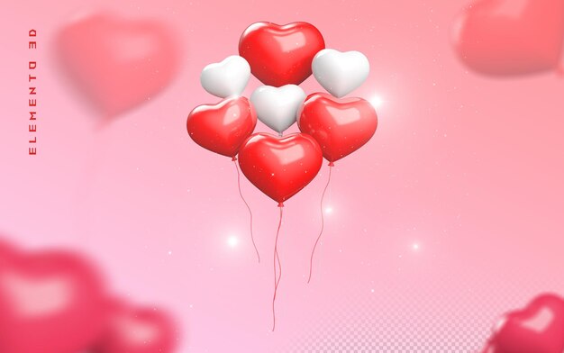 3d balloon heart valentines day