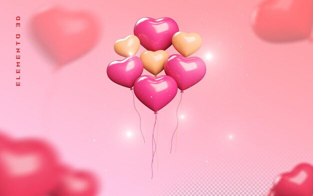 3d balloon heart valentines day