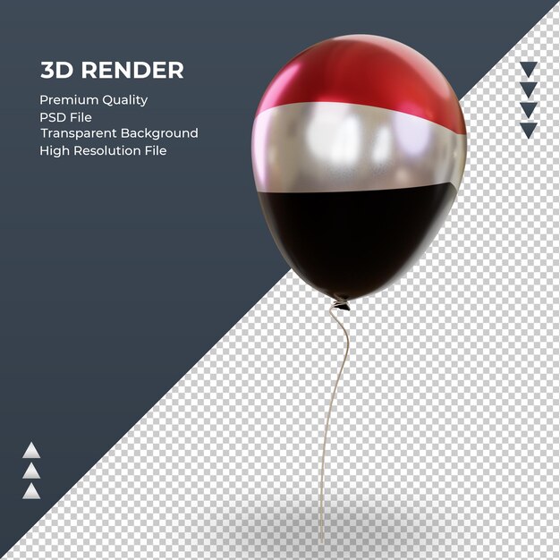 3d Balloon Jemen flaga realistyczna folia renderująca prawy widok