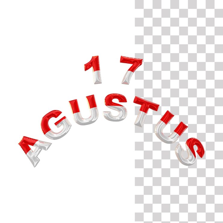 PSD 3d balloon lettering 17 august illustration
